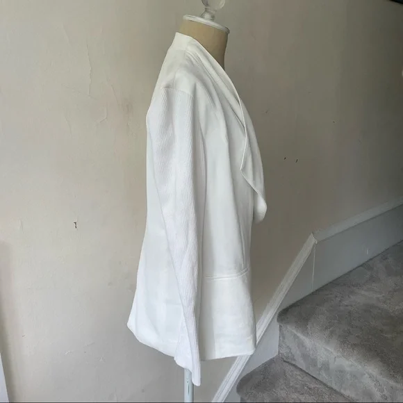 Vince White Ivory Asymmetrical Ribbed Sleeve Draped Drape Jacket Sz 4 V28729072 - Picture 7 of 12